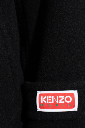 Kenzo Wełniany płaszcz z logo