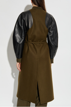 Fendi Wool coat with leather sleeves