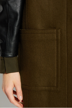 Fendi Wool coat with leather sleeves