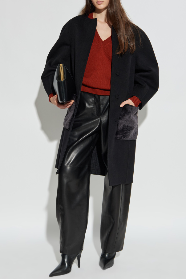 Fendi Abrigo con bolsillos de pelo