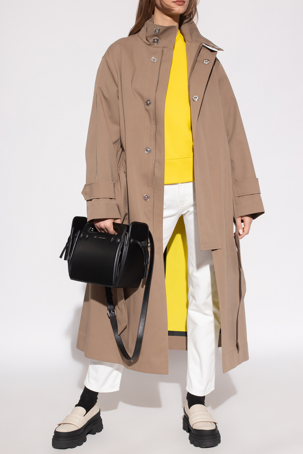 Ties / bows Coat with standing collar