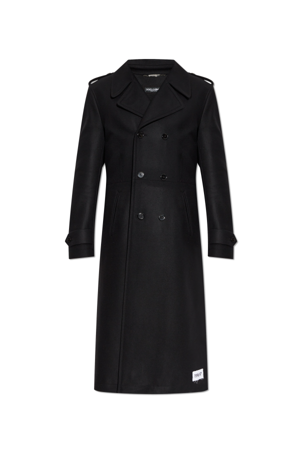 dolce & gabbana black ruched dress Wool coat