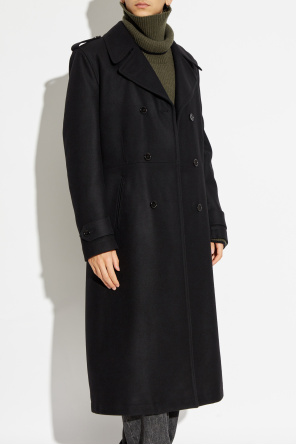 dolce & gabbana black ruched dress Wool coat