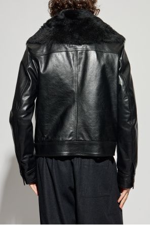 Dolce & Gabbana Chaqueta de cuero con cuello de pelo