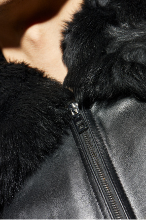Dolce & Gabbana Chaqueta de cuero con cuello de pelo