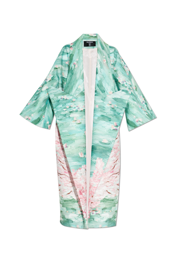 Long coat with floral motif od Balmain