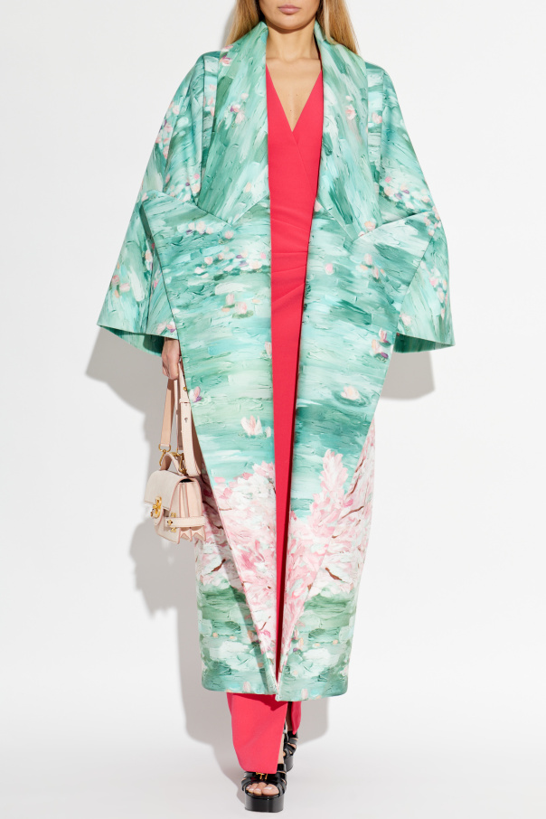 Balmain Long coat with floral motif