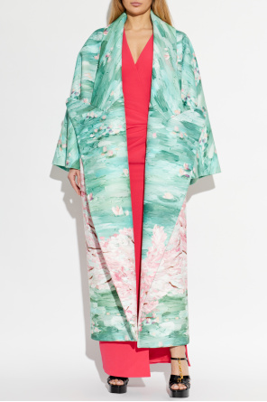 Balmain Long coat with floral motif