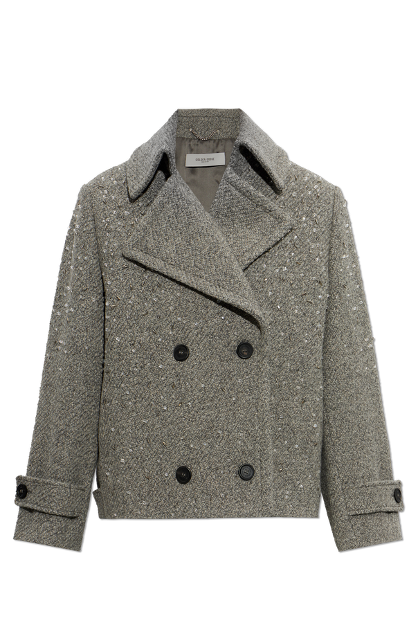 Wool coat with shimmering appliqués od Golden Goose