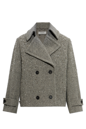 Wool coat with shimmering appliqués