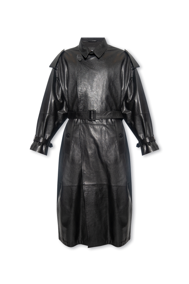 Emporio armani logo-print Leather coat