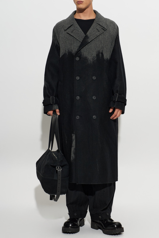 Czarny Dwurzędowy płaszcz Yohji Yamamoto - Vitkac Poland