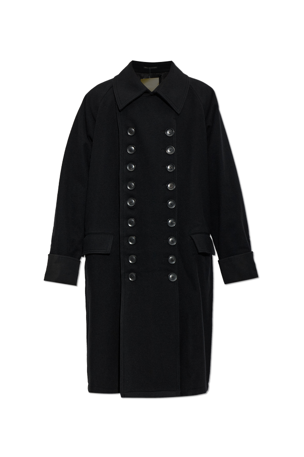 Yohji Yamamoto Wełniany płaszcz dwurzędowy