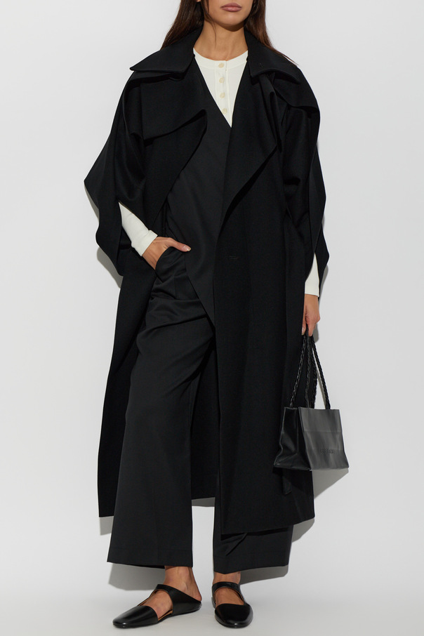 Issey Miyake Abrigo de lana con cinturón