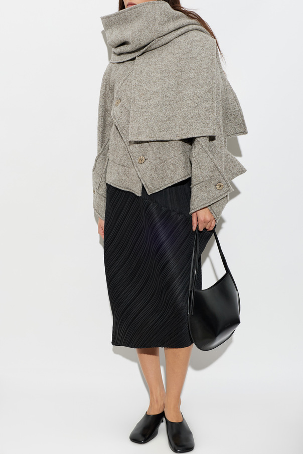 Issey Miyake Chaqueta con bufanda desmontable