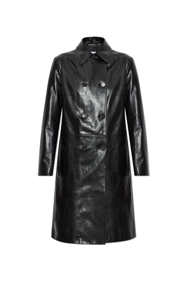 Double-breasted leather coat od JIL SANDER