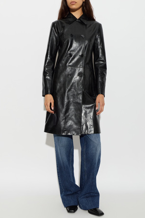 JIL SANDER Skórzany płaszcz dwurzędowy