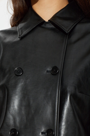 JIL SANDER Skórzany płaszcz dwurzędowy