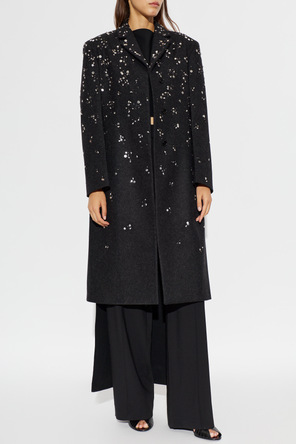 JIL SANDER Wełniany płaszcz z cekinami