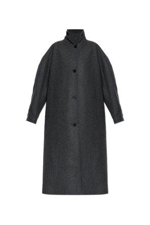 Wool Coat with Stand-Up Collar