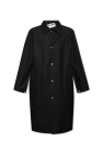 JIL SANDER BLACK Cotton coat with logo