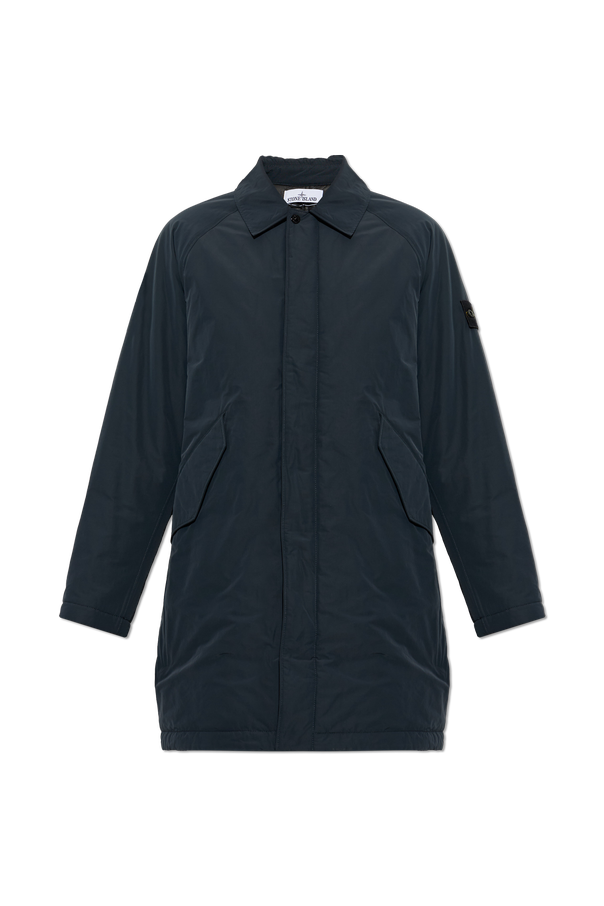 Insulated coat with logo patch od Stone Island