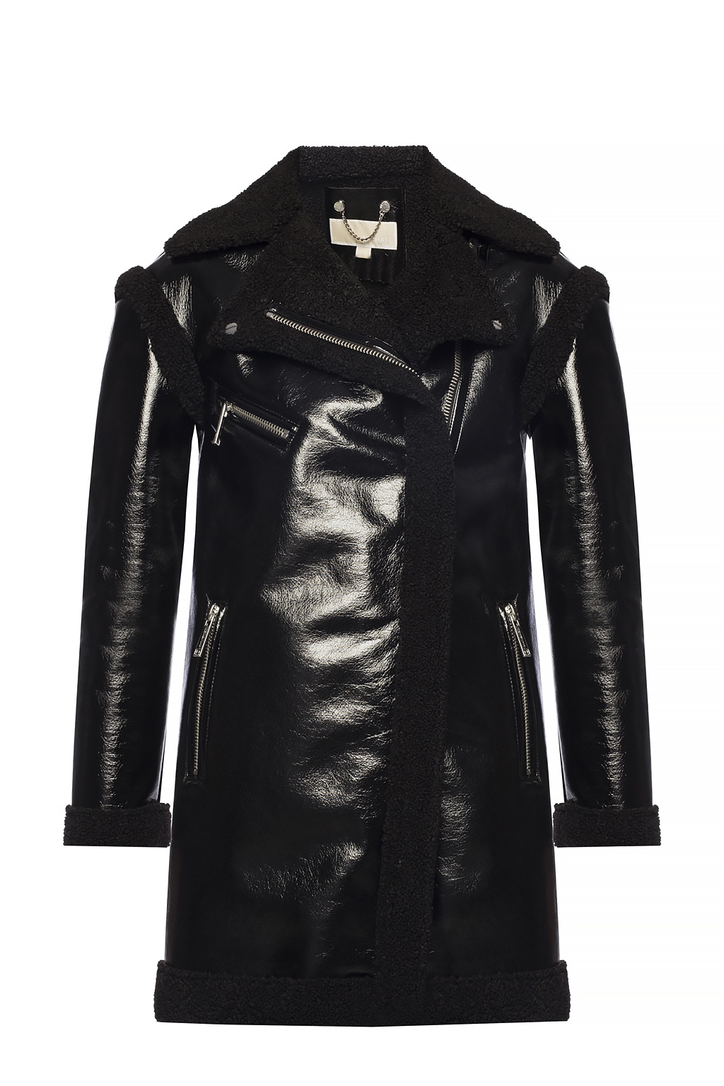 michael kors leather jacket with fur sleeves