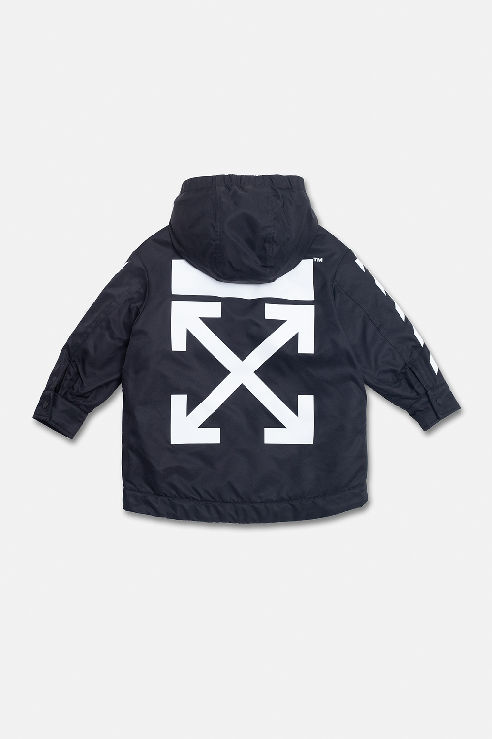Off-White Kids logo-patch drawstring hoodie Blau