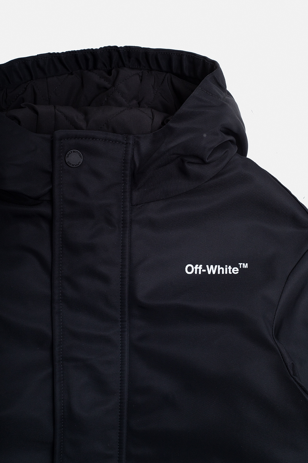 Off-White Kids logo-patch drawstring hoodie Blau