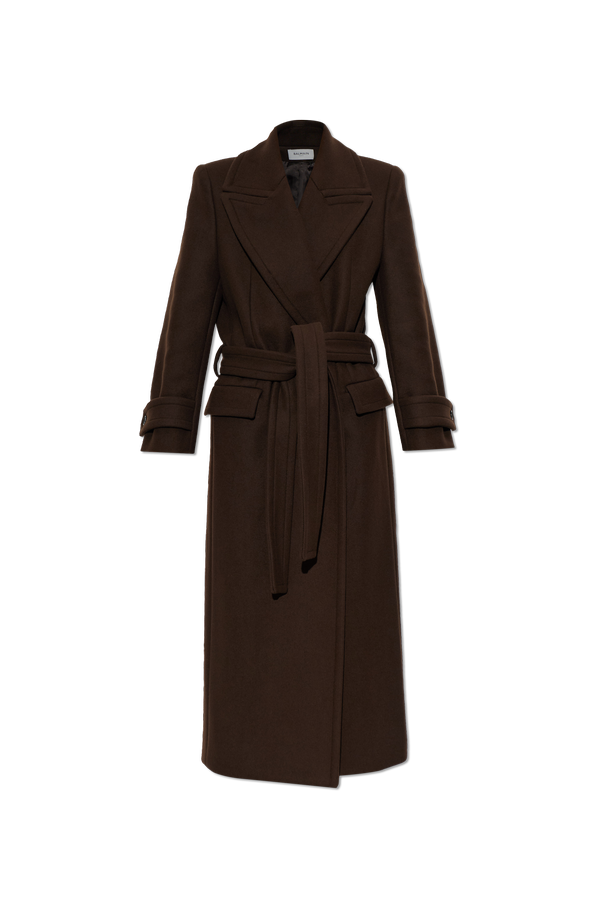 Wool coat with belt od Balmain