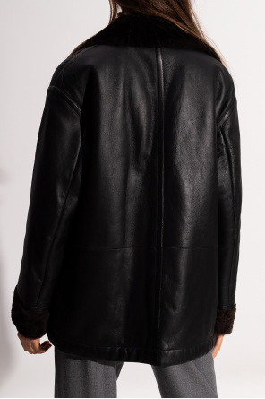 Agnona Leather jacket with pockets