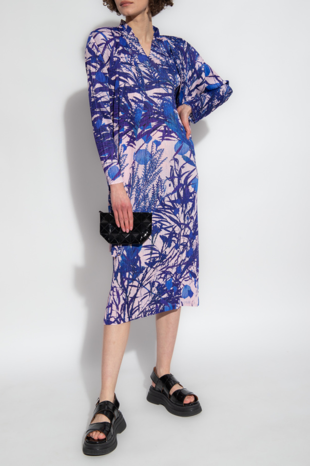 Issey Miyake Pleats Please Dress with floral motif