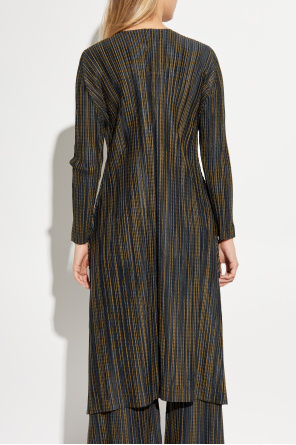 Pleats Please Issey Miyake Pleated coat with striped pattern