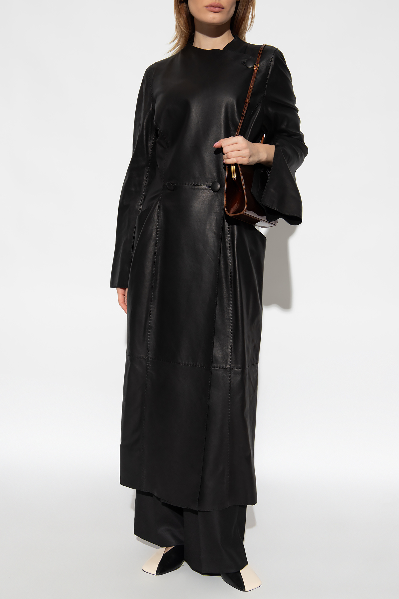 Black ‘Sirrena’ leather coat By Malene Birger - Vitkac GB