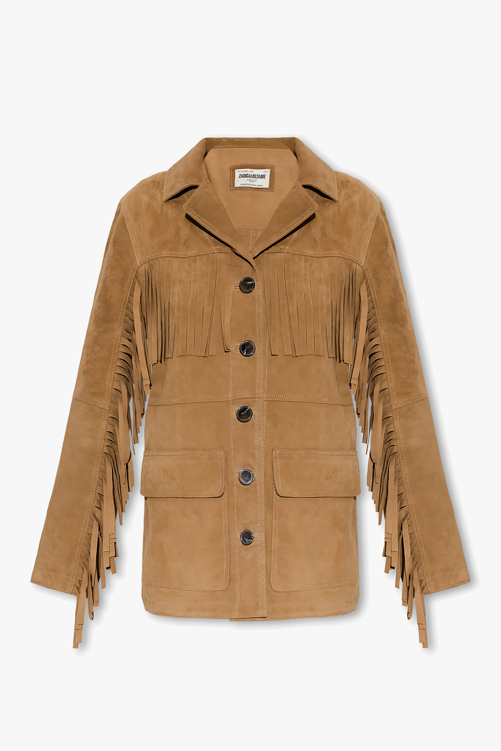 Pullover 'Vroni' beige chiaro ‘Lala Daim’ suede jacket with fringes