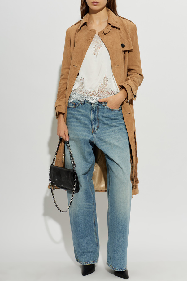 Zadig & Voltaire Zamszowy płaszcz ‘Parisienne’ z efektem pogniecenia