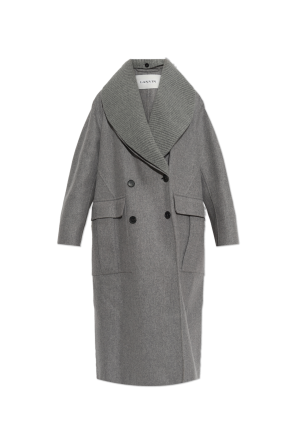 Wool coat with detachable collar