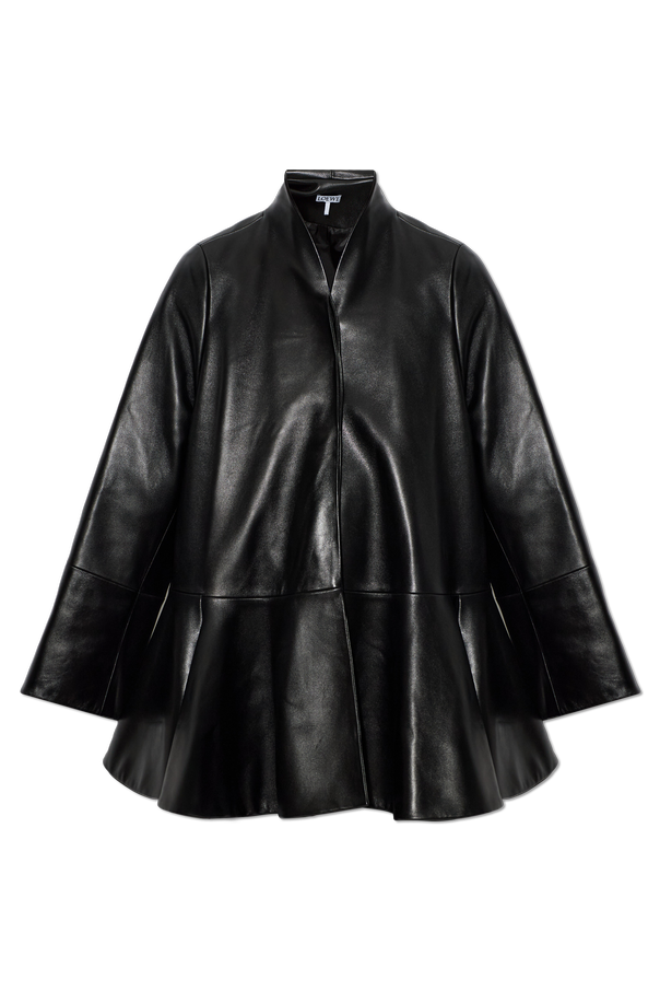 Loewe Leather coat with peplum