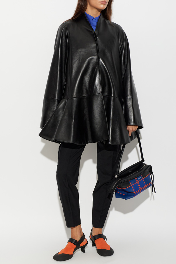 Loewe Leather coat with peplum