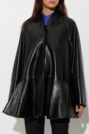 Loewe Leather coat with peplum
