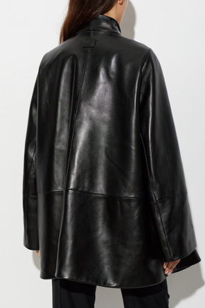 Loewe Leather coat with peplum