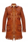 Dsquared2 BROWN Leather coat with fringes