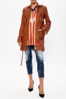 Dsquared2 BROWN Leather coat with fringes