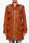Dsquared2 BROWN Leather coat with fringes