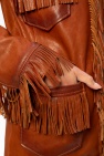 Dsquared2 BROWN Leather coat with fringes