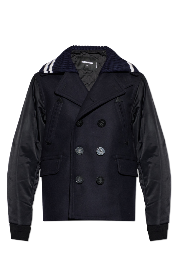 Dsquared2 Kurzer, zweireihiger Mantel aus Materialmix