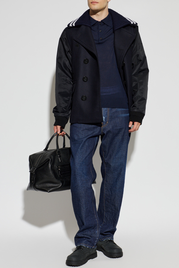 Dsquared2 Kurzer, zweireihiger Mantel aus Materialmix
