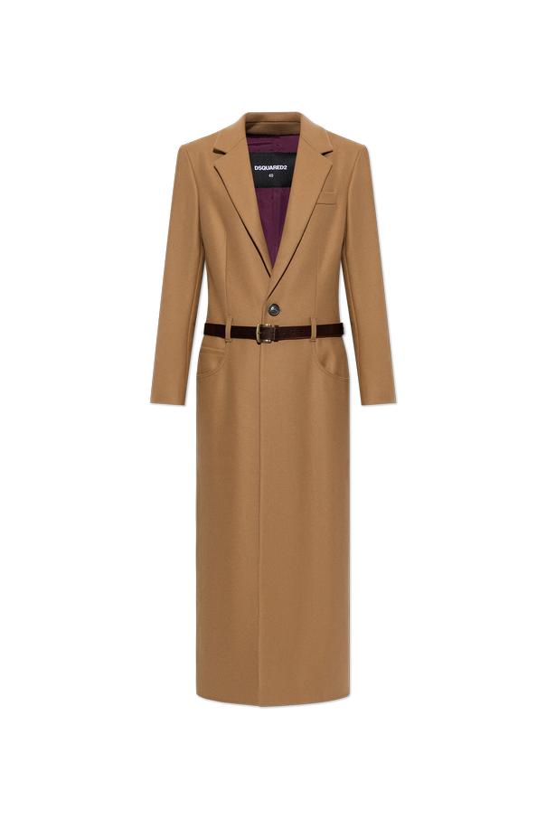 Coat with leather belt od Dsquared2