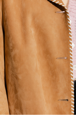 marni chest-logo Leather coat