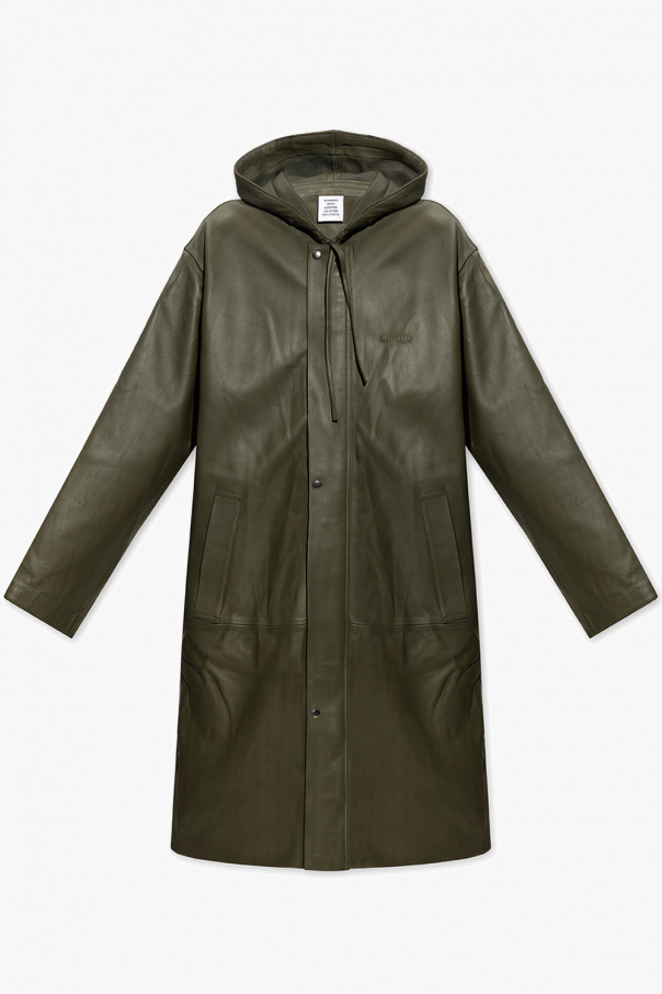 VETEMENTS Hooded leather coat